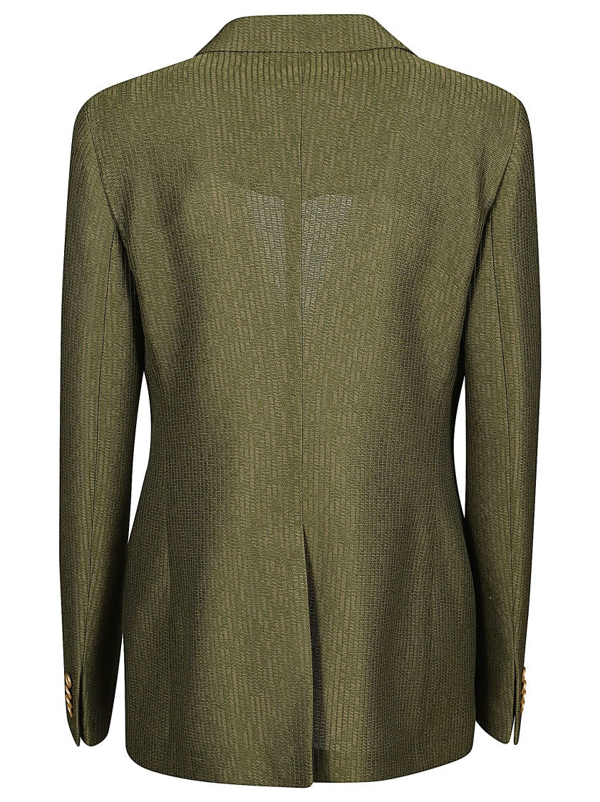 Tagliatore Structured Single-Breasted Olive Green Jacket With Flap Pockets