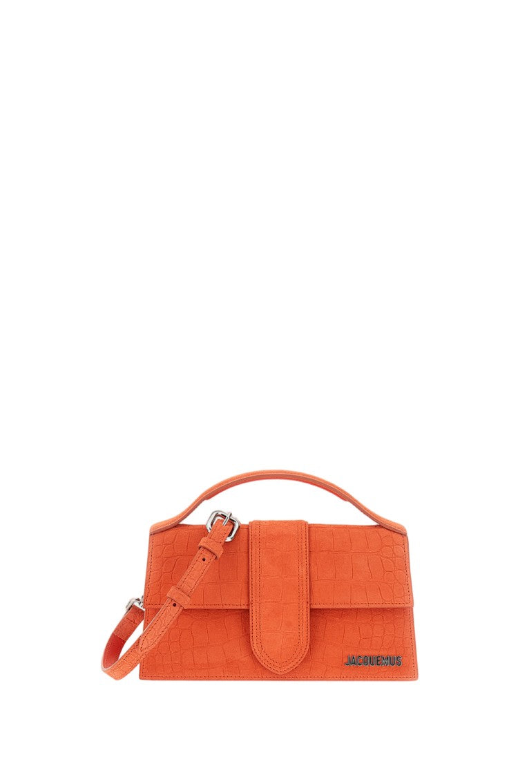 Jacquemus Orange Le Grand Bambino Croc-Effect Suede Bag