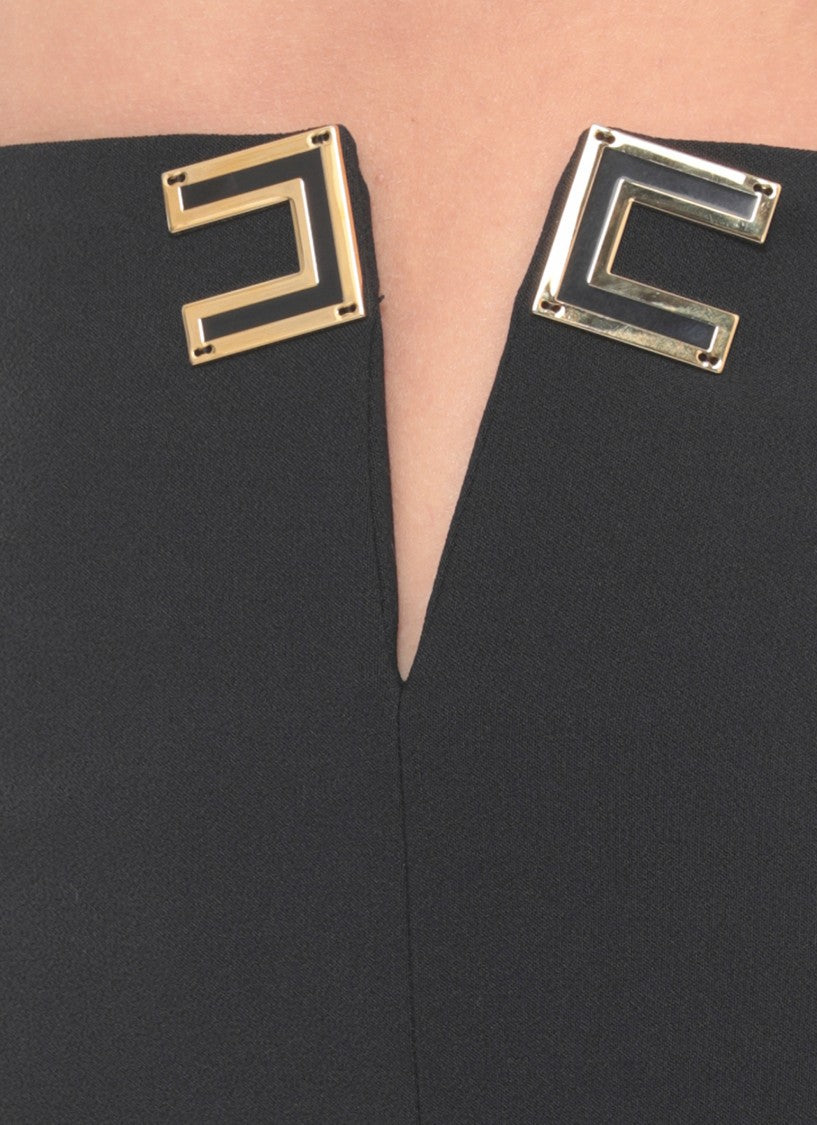 Elisabetta Franchi Fitted Midi Skirt With Side Zip And Metal Logo