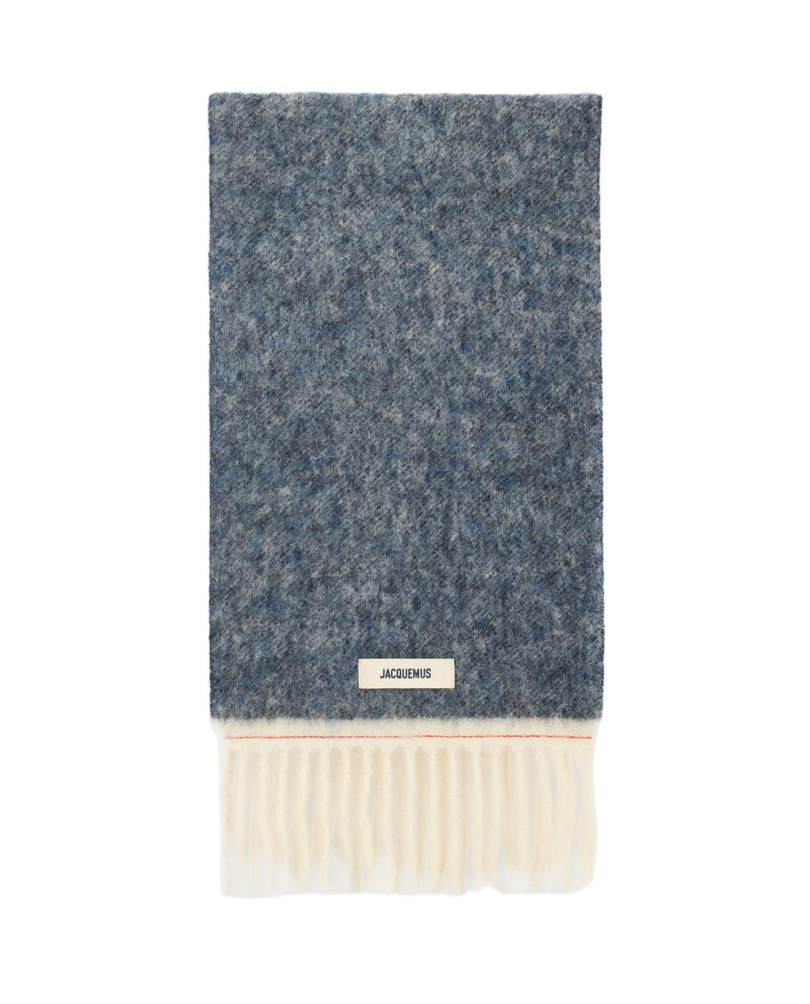 Jacquemus Multicolor Wool Blend Scarf With Fringe And Embroidered Logo