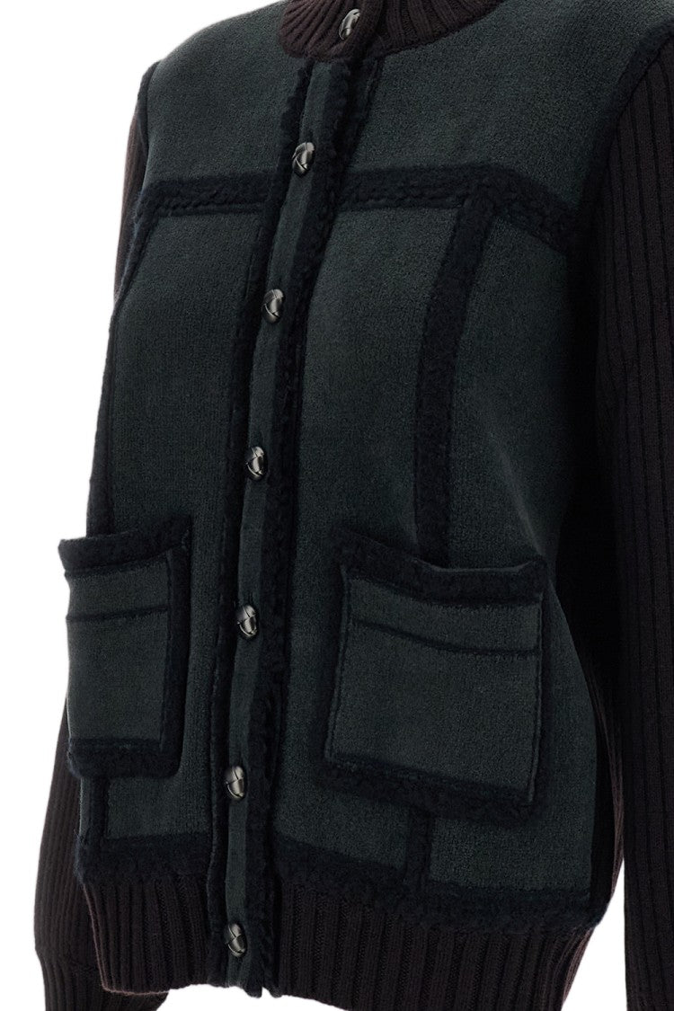 Barrie Brown / Green Color Block Cashmere Cardigan