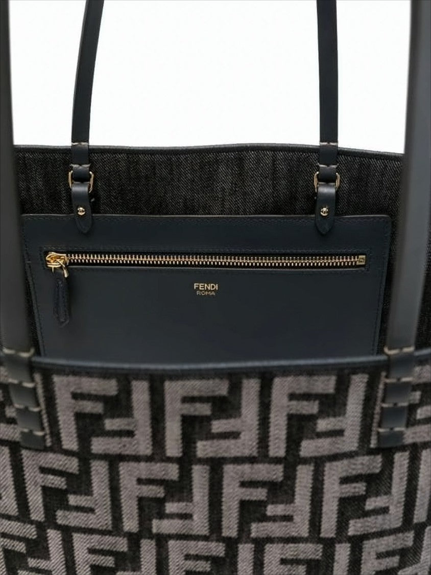 Fendi Geometric Monogram Tote Bag With Leather Accents