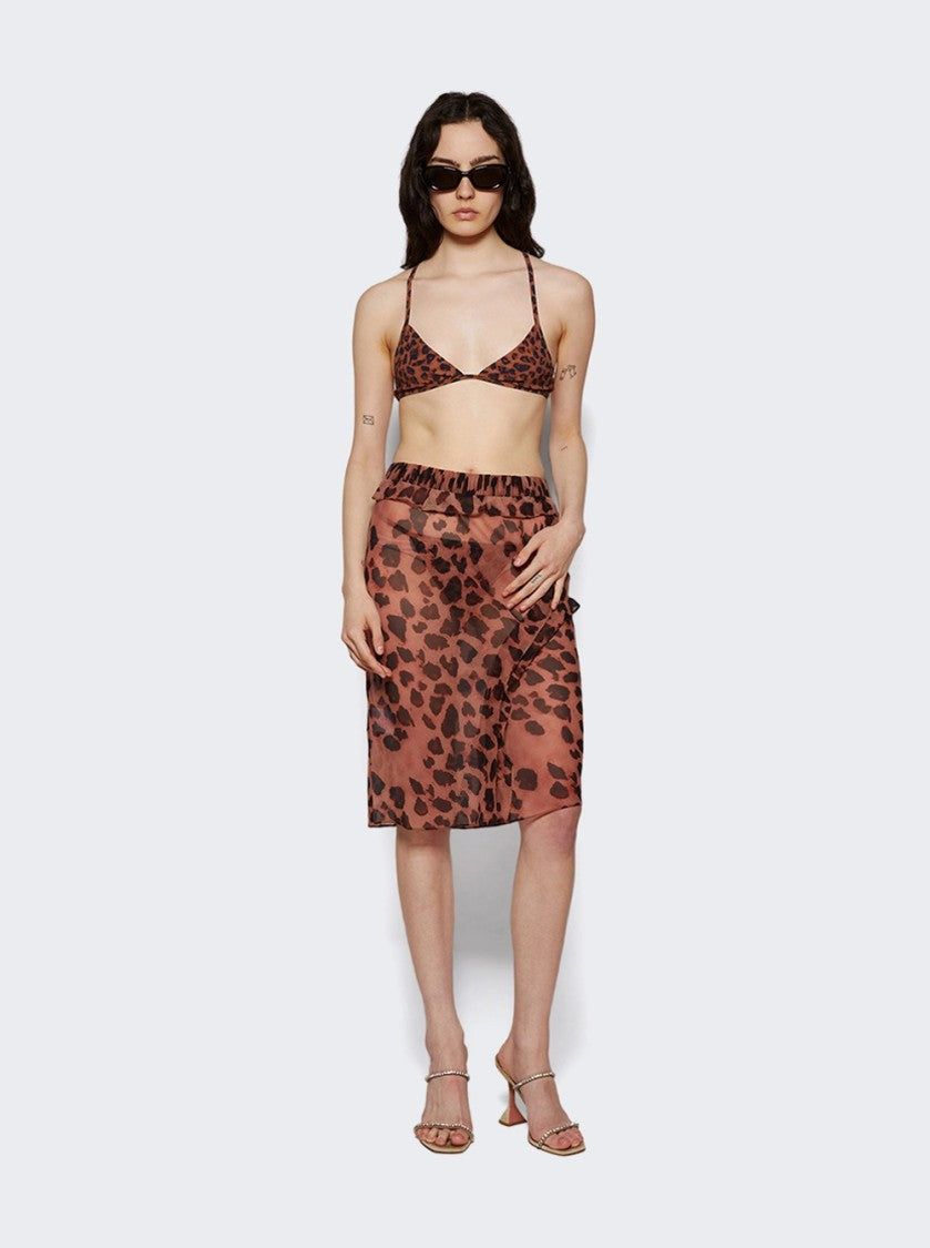Christopher Esber Concave Bias Layered Skirt Leopard Print