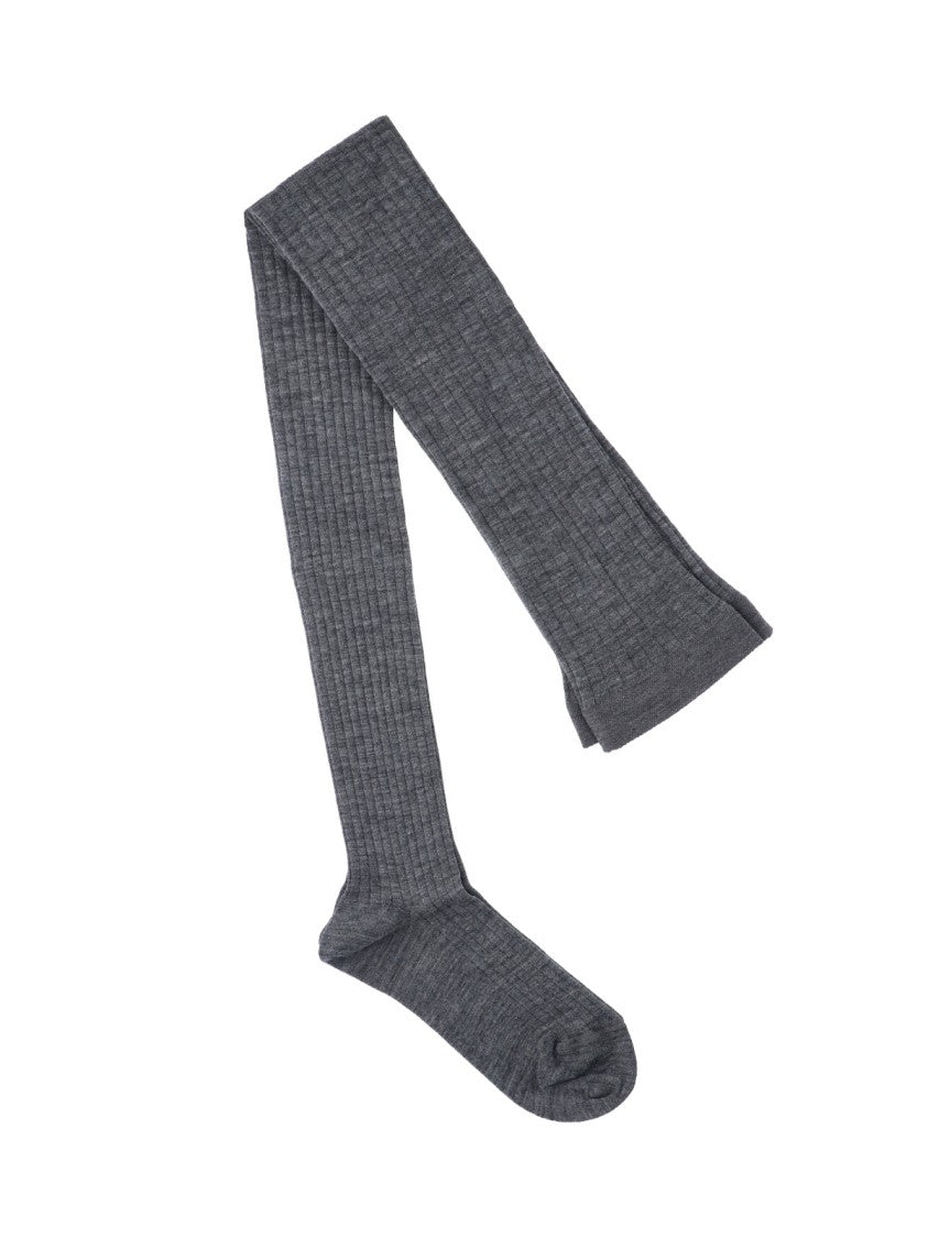 Jil Sander Grey Ribbed Wool-Blend Elasticized Socks