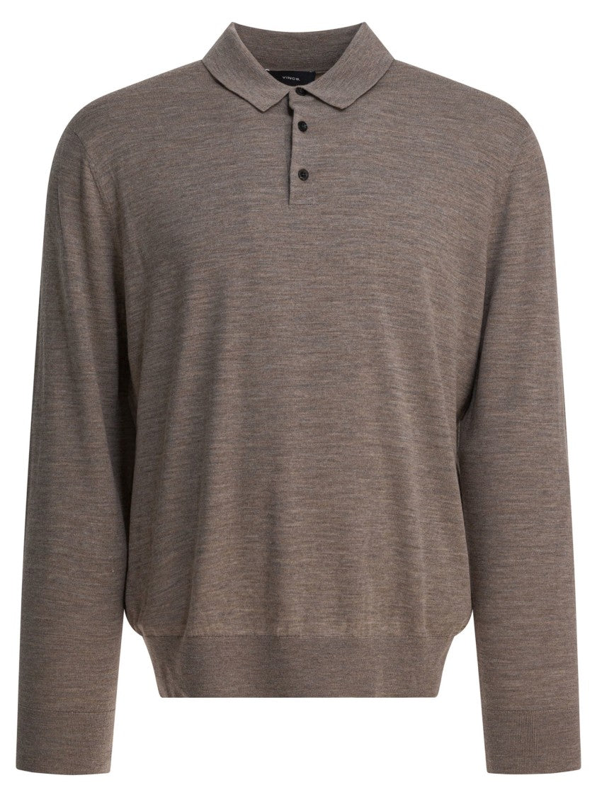 Vince Merino Wool And Cashmere Long-Sleeved Polo Shirt