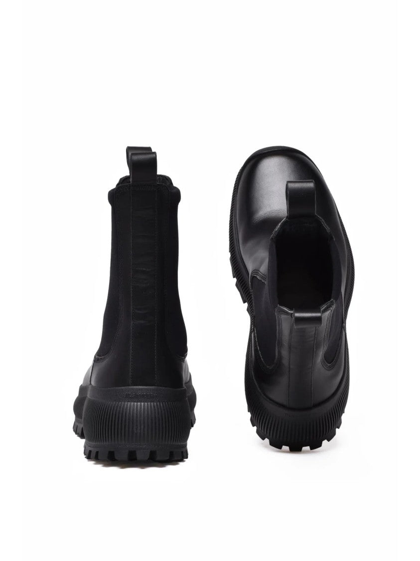 Jil Sander Black Leather Minimalist Ankle Boots