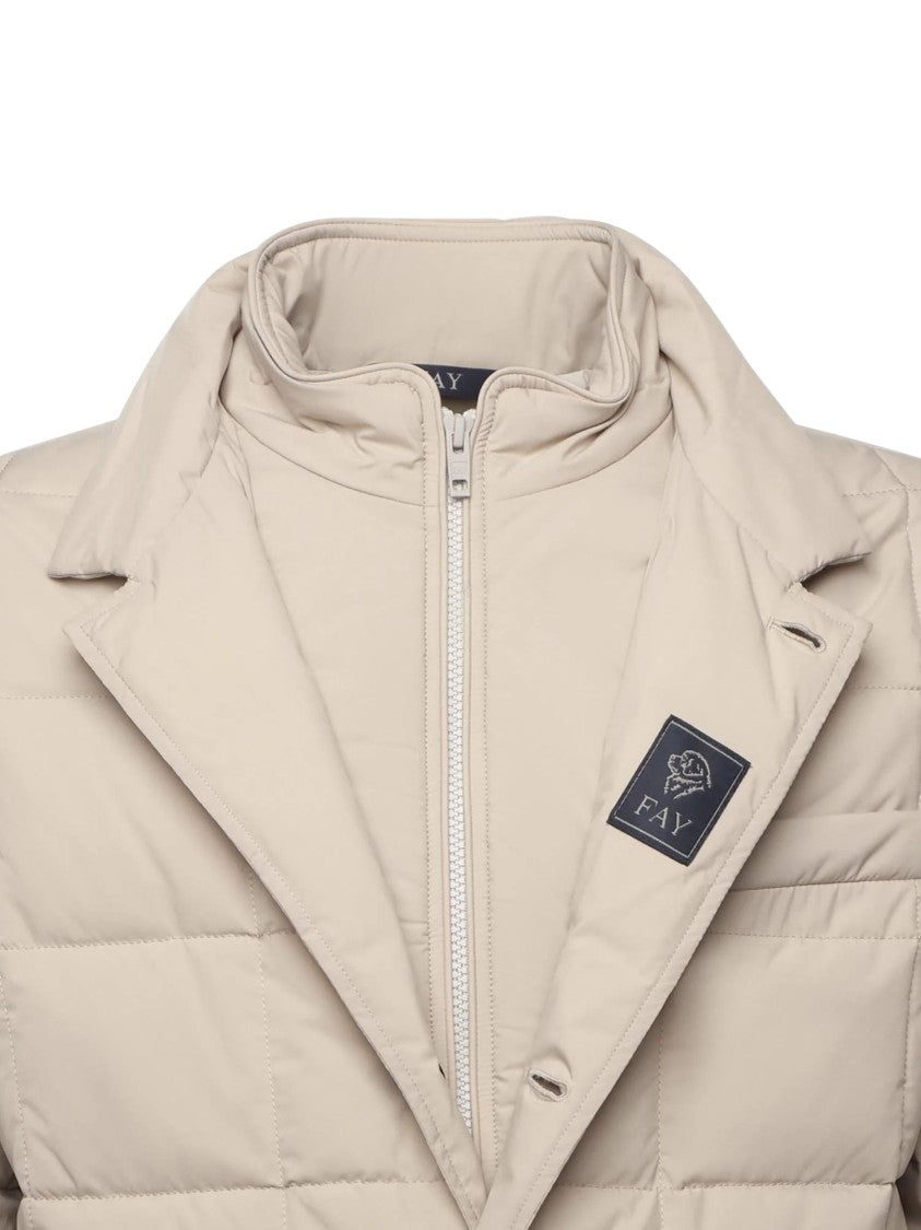 Fay Quilted Short Coat With Double-Breasted Front And Pockets