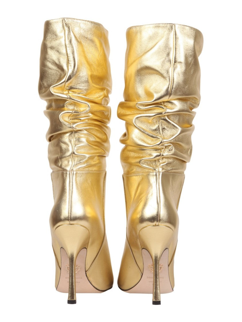 Dsquared2 Metallic Gold Slouchy Boots