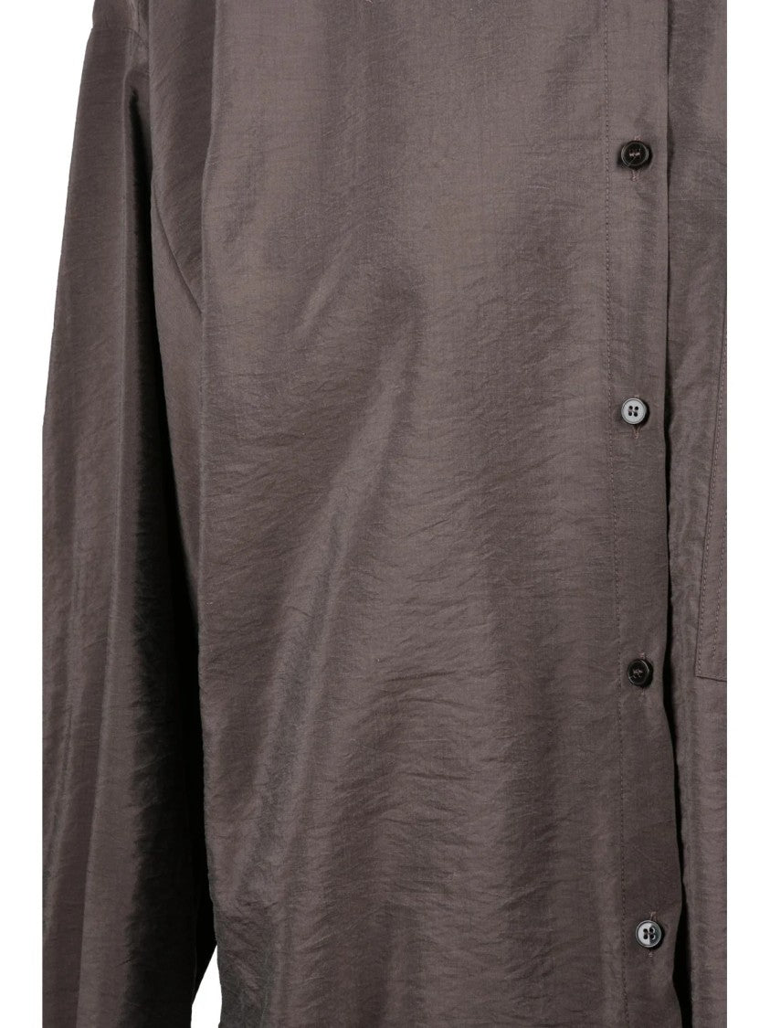 Alysi Brown Silk-Blend Classic Collar Shirt
