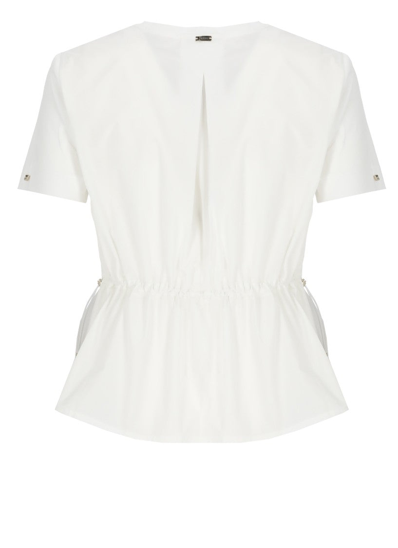 Herno White Cotton Contrast Fabric T-Shirt