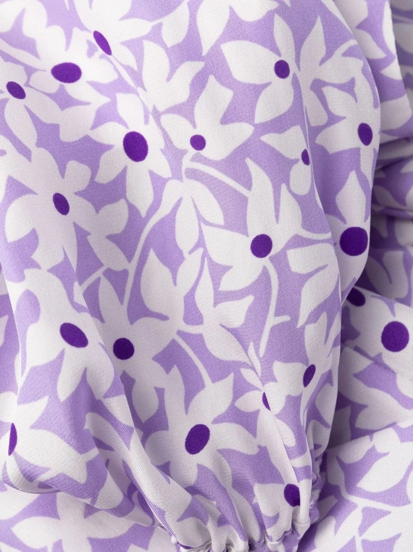 P.A.R.O.S.H. Floral Print V-Neck Midi Dress