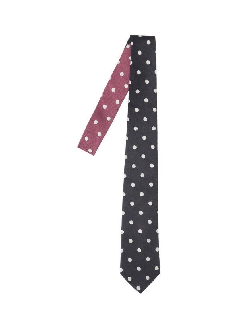 Paul Smith Black Silk White Polka Dot Tie