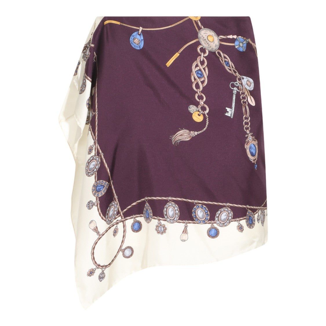 Versace Asymmetrical Hem Skirt With Ornate Jewel Motifs