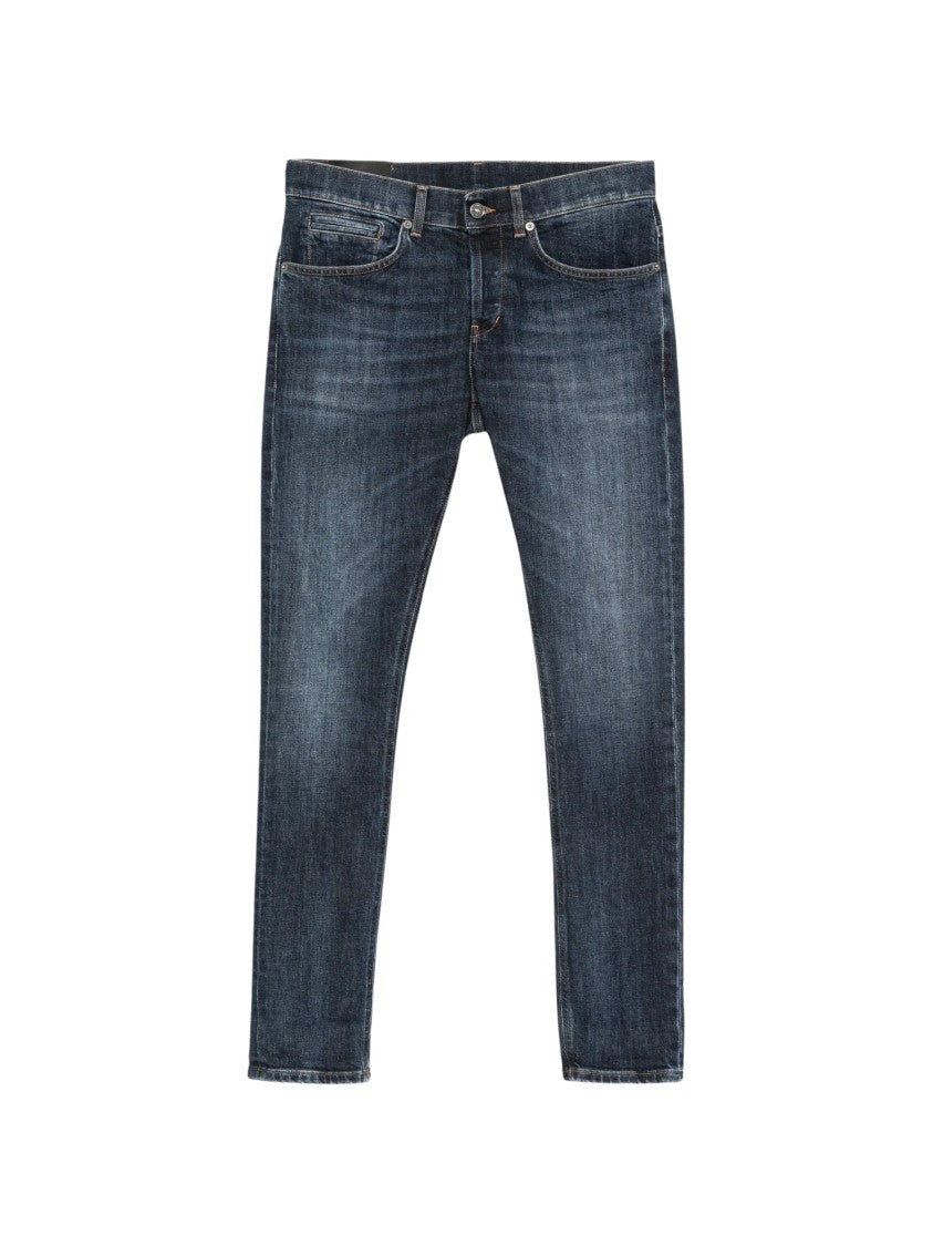 Dondup Dark Blue Faded Whiskered Slim Jeans