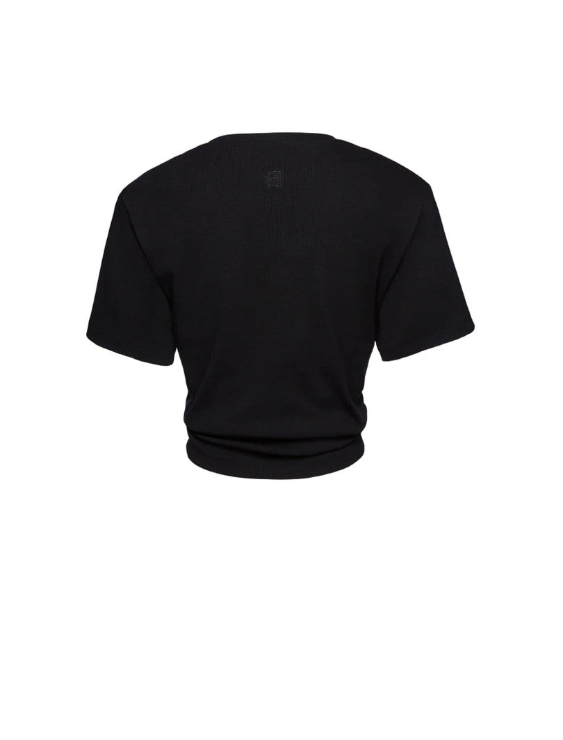 Magda Butrym Cropped Ribbed T-Shirt With Knotted Detail