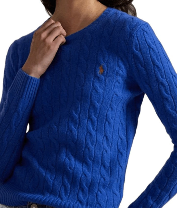 Polo Ralph Lauren Lapis Blue Slim Fit Cable Knit Sweatshirt