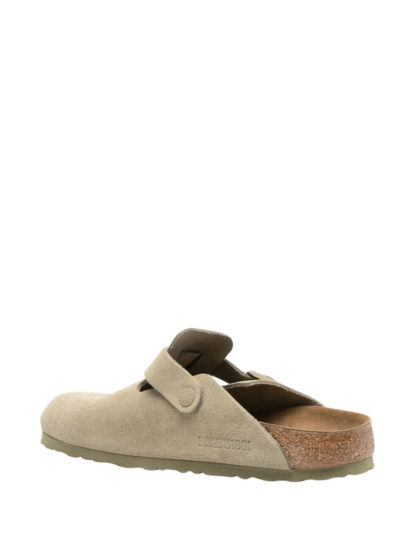 Birkenstock Boston Bs Faded Khaki Suede Flats