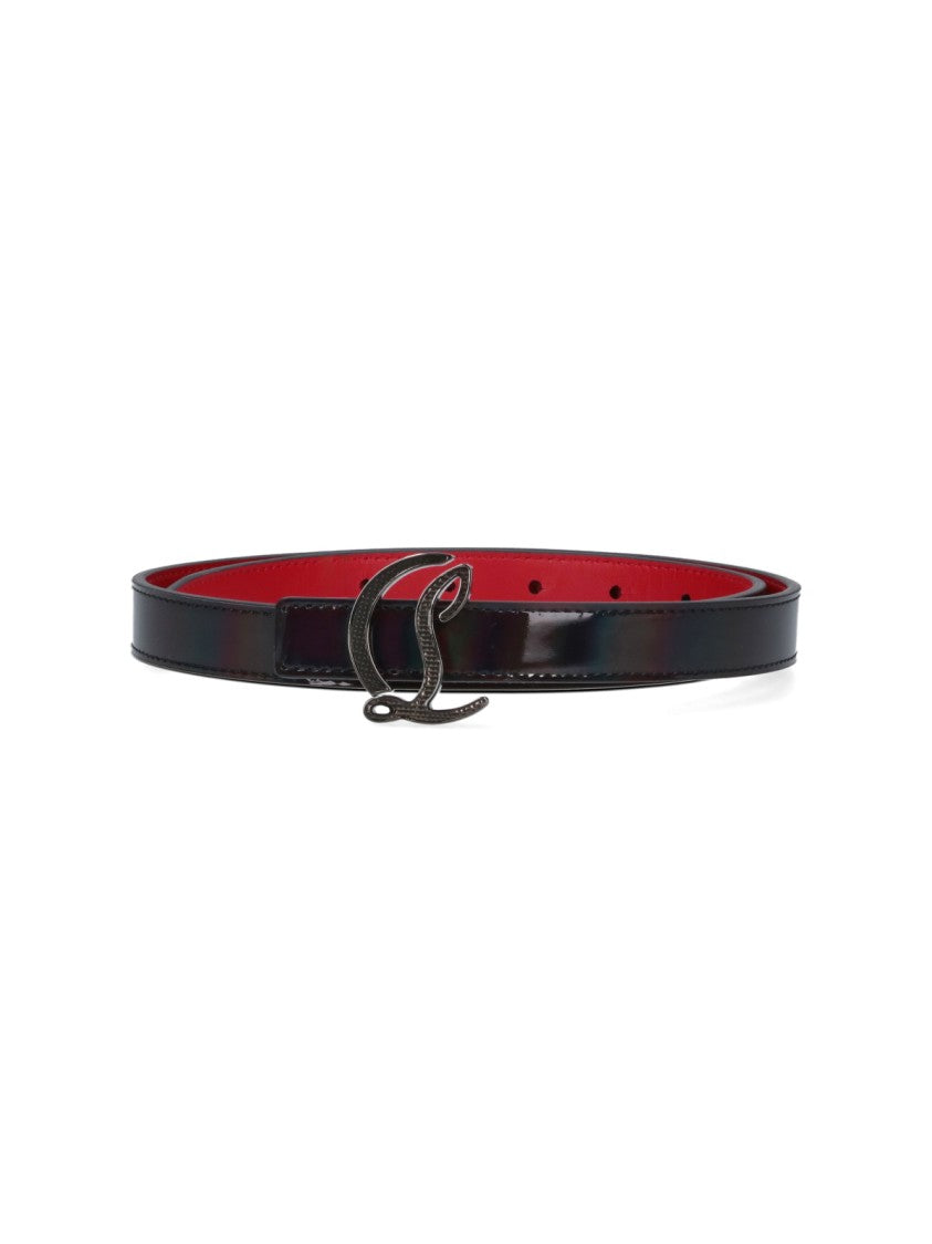 Christian Louboutin "Cl Logo" Reversible Belt – Black/Red