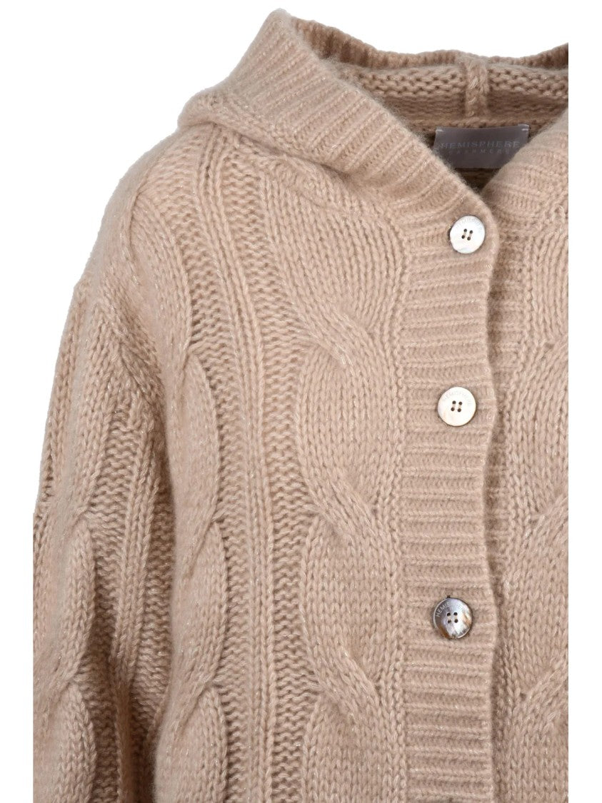 Hemisphere Beige Hooded Cashmere-Cotton Cropped Jacket