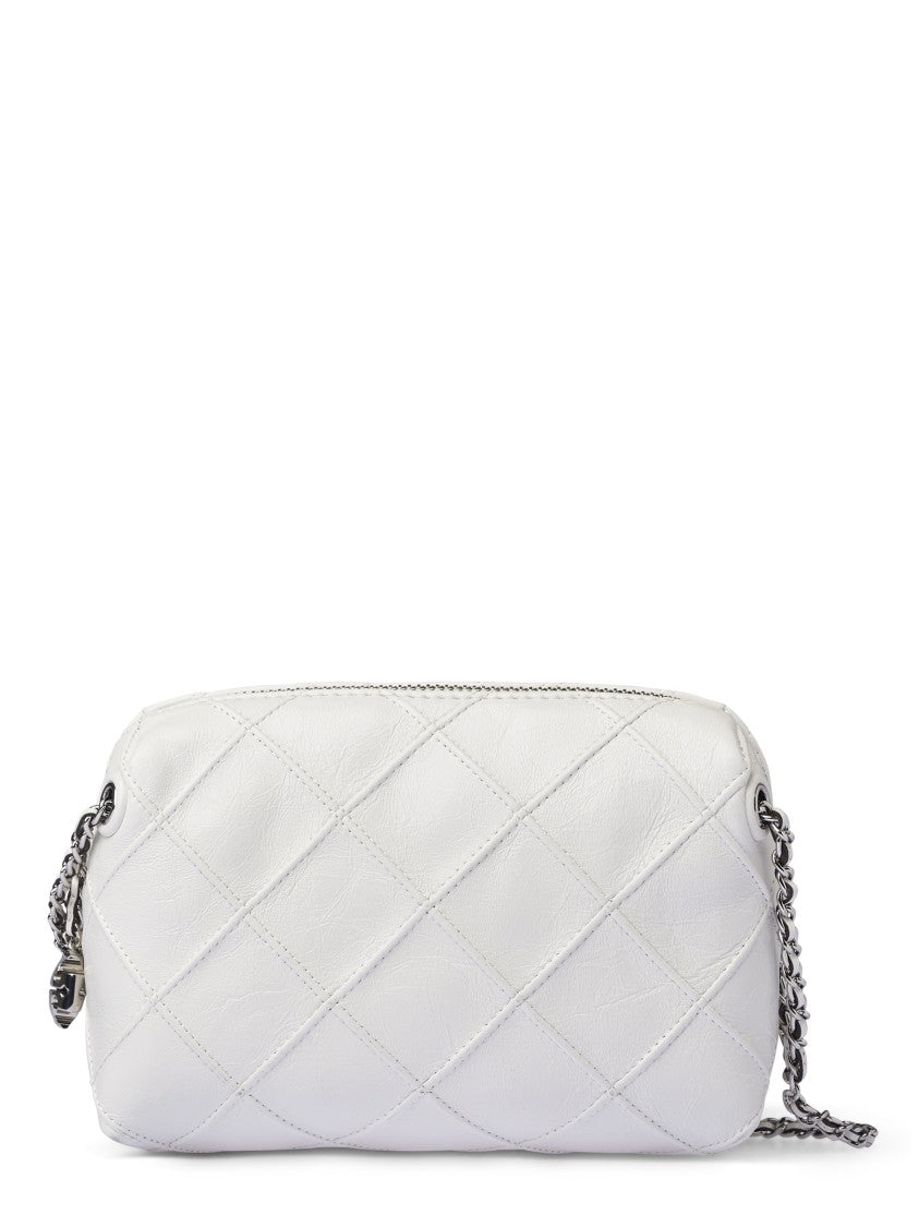 Tory Burch Quilted White Lamb Leather Crossbody Bag