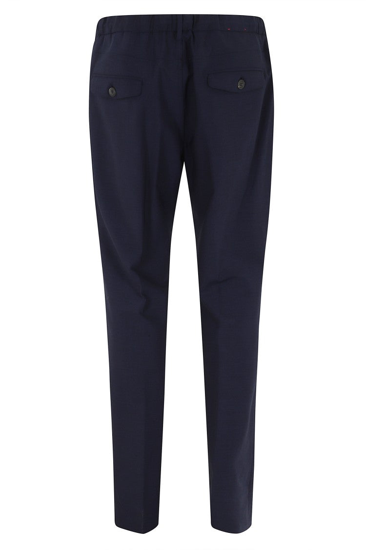 Eleventy Blue Drawstring-Band Wool Jogger Pants