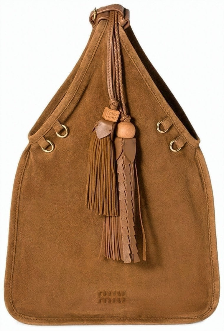 Miu Miu Suede Lambskin Backpack With Braided Leather