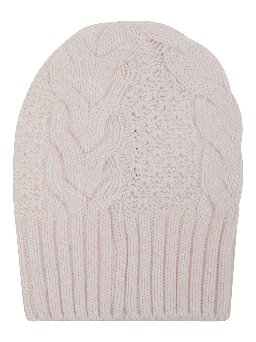 Ermanno Scervino Cable Knit Hat With Ribbed Edges