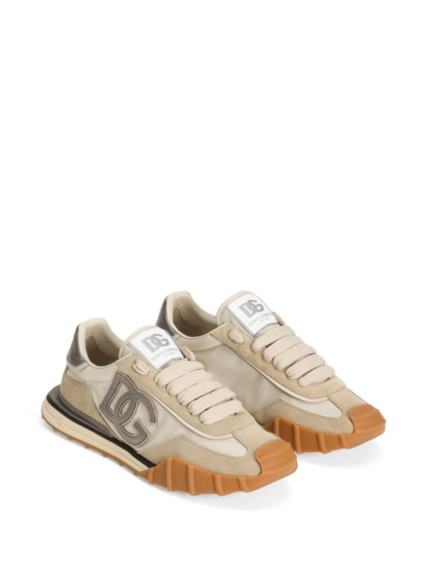 Dolce & Gabbana Beige Cream Suede Overlay Sneakers