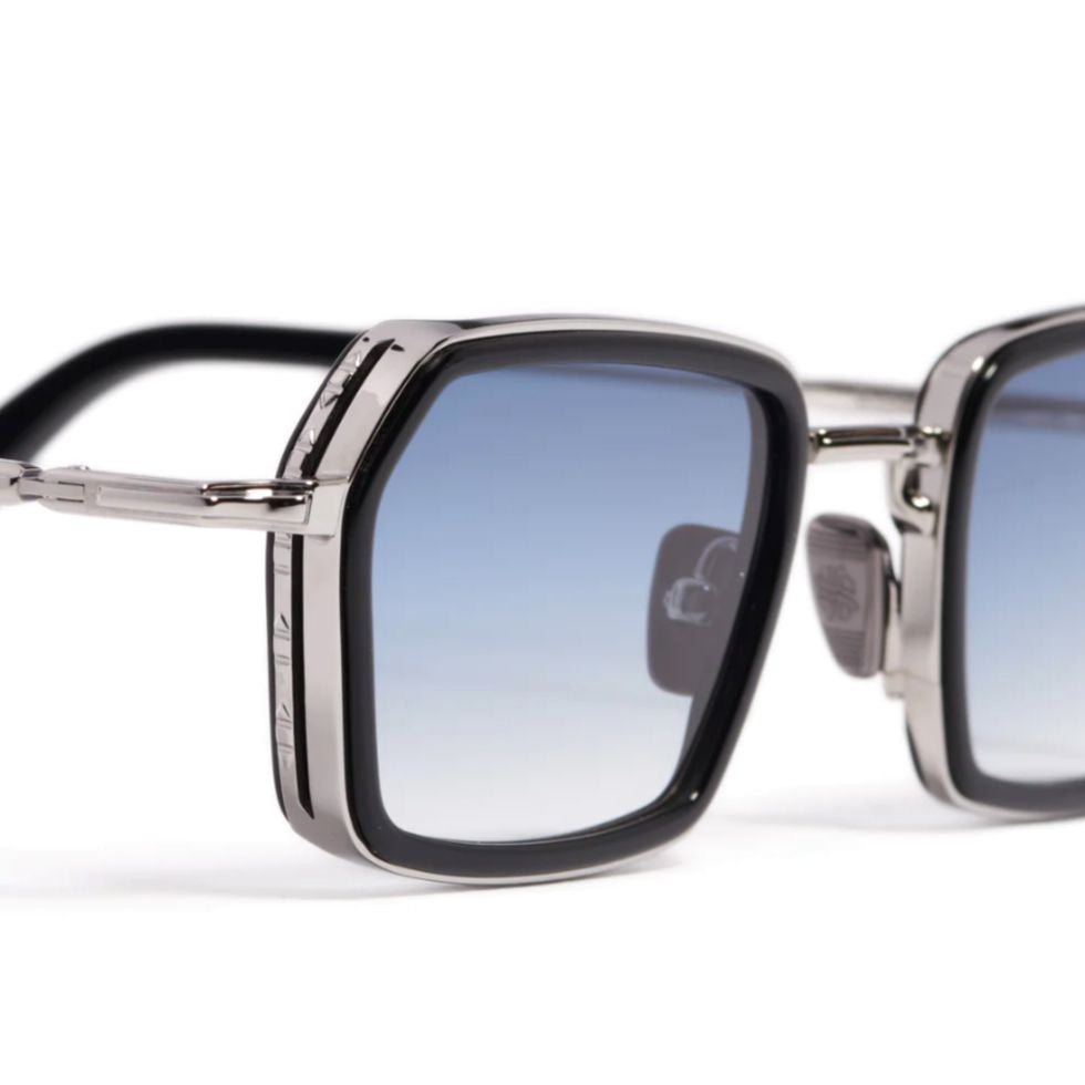 John Dalia Paul Geometric Rectangular Sunglasses With Metallic Finish