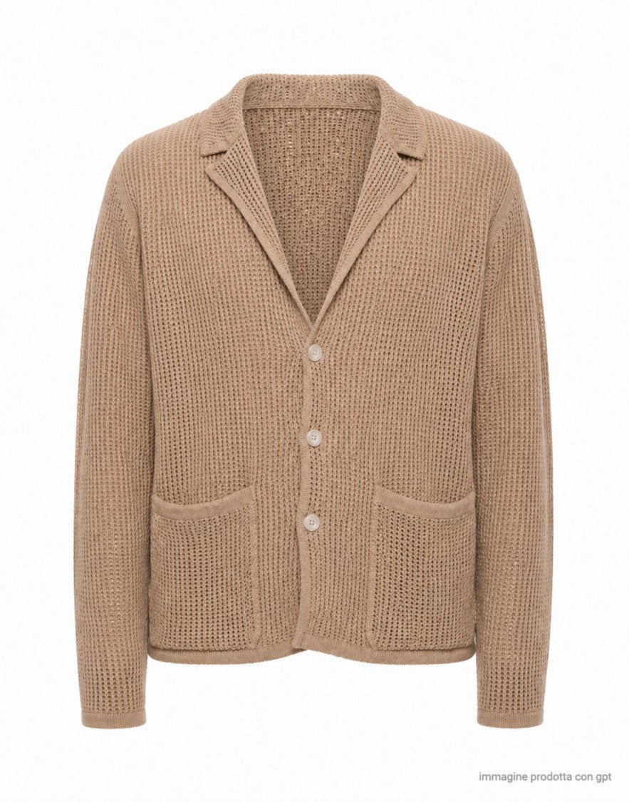 Atomofactory Sand Relaxed Fit Cotton Acetate Mesh Cardigan