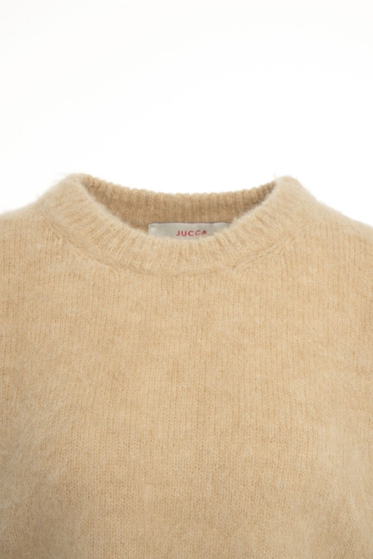 Jucca Beige Hand-Knitted Jucca Sweater With Round Neckline And Ribbed Cuffs