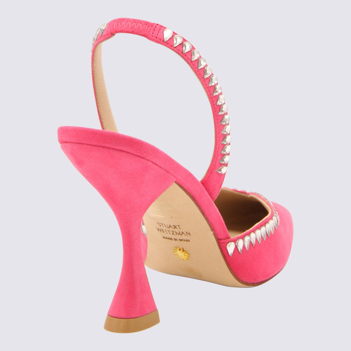Stuart Weitzman Vibrant Pink High-Heeled Slingback Shoe With Sculptural Heel