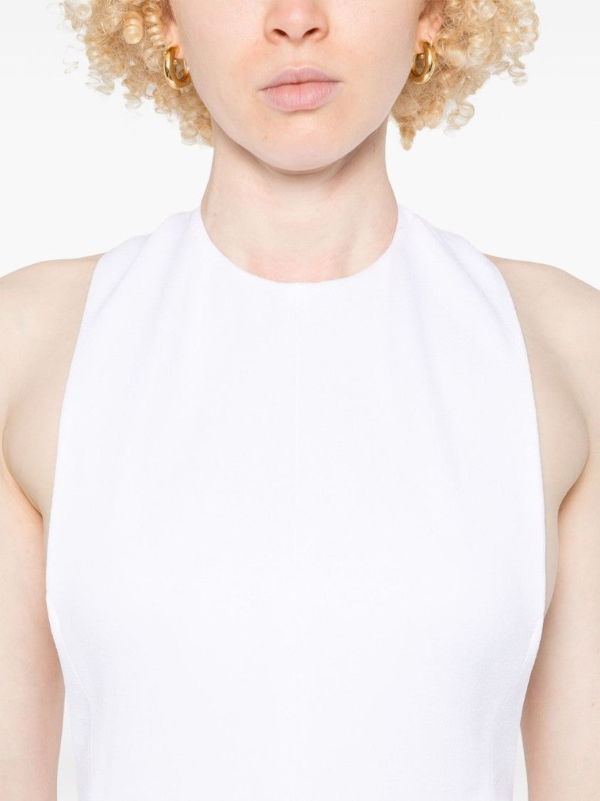 Jacquemus White Sleeveless Open Back Lined Dress