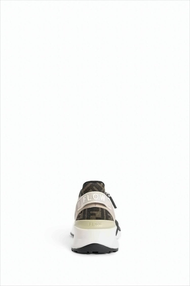 Fendi Sleek Neutrals Sneakers With Signature Monogram Design