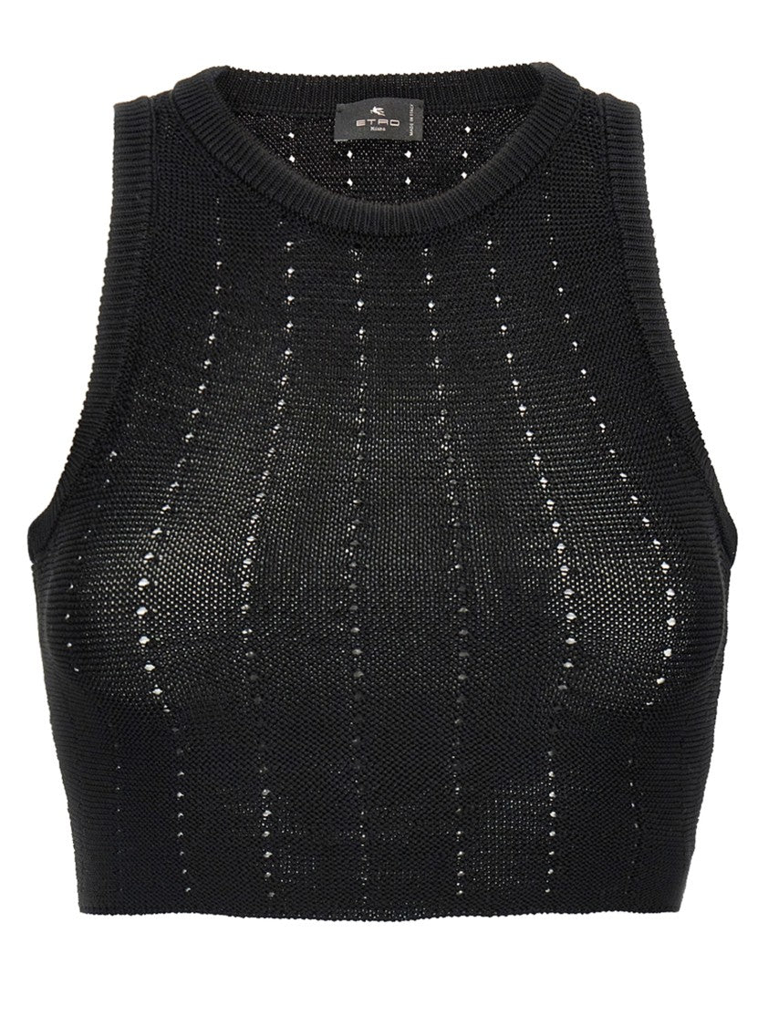 Etro Cotton Blend Knit Crop Top
