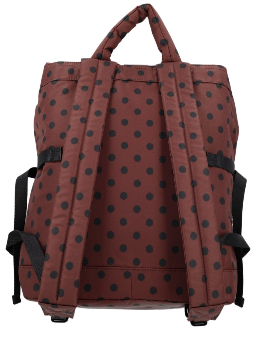 Ganni Polka Dot Structured Brown Recycled Polyamide Backpack