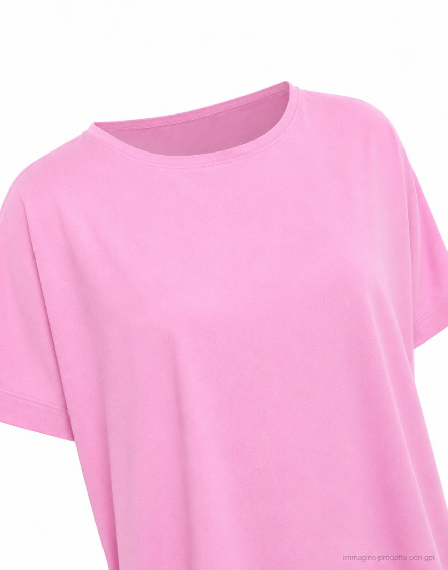 Aragona Prism Pink Crew Neck Cotton T-Shirt