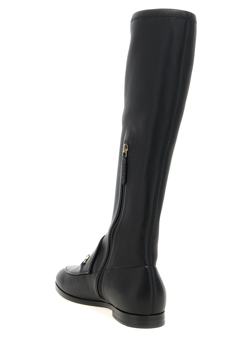 Gucci Tall Black Stretch Leather Boots