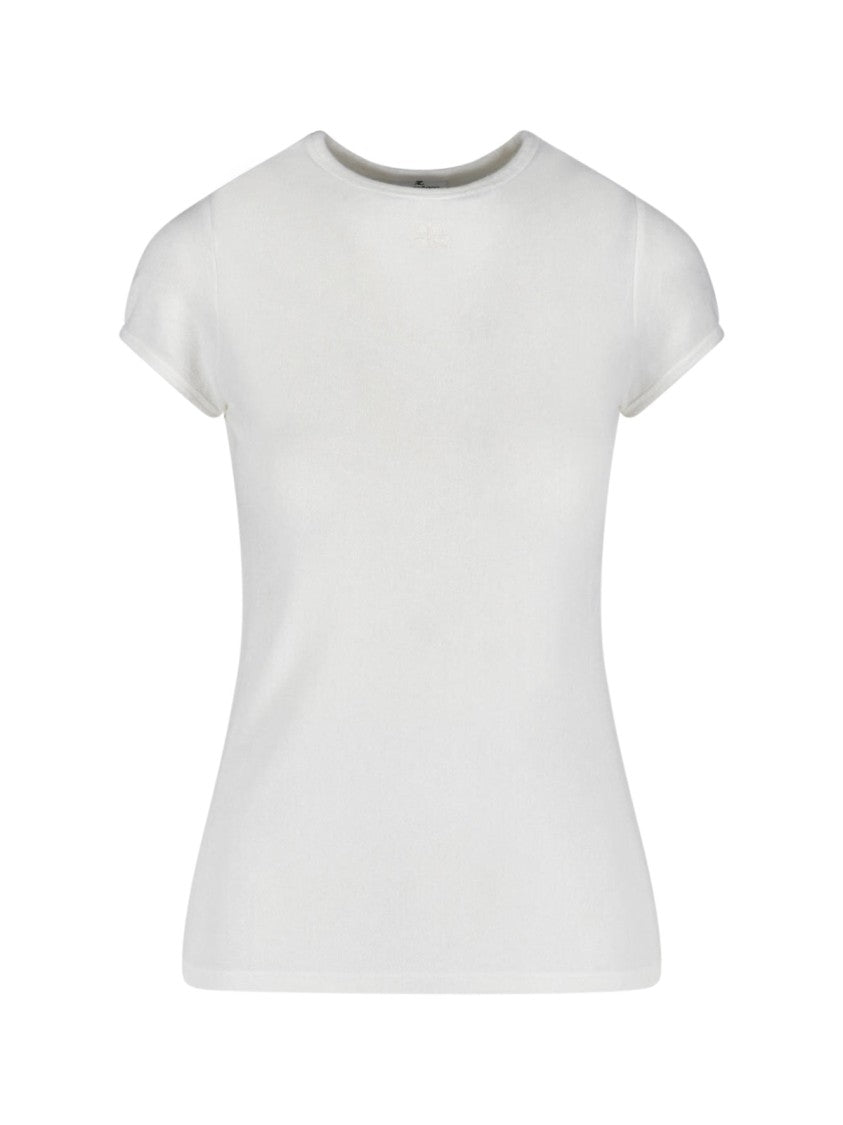 Courrèges White Baby Spongy Embroidered Viscose T-Shirt