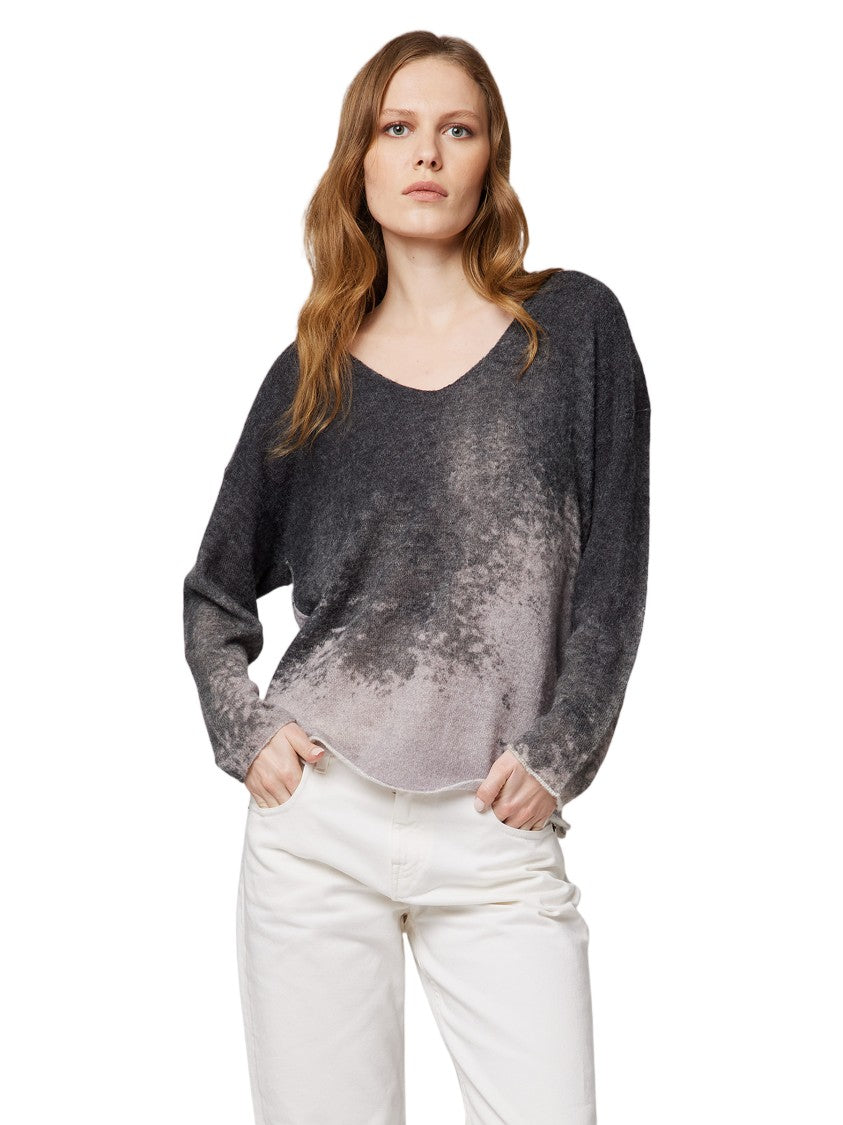 Alpha Studio V-Neck Gradient Long-Sleeved Top