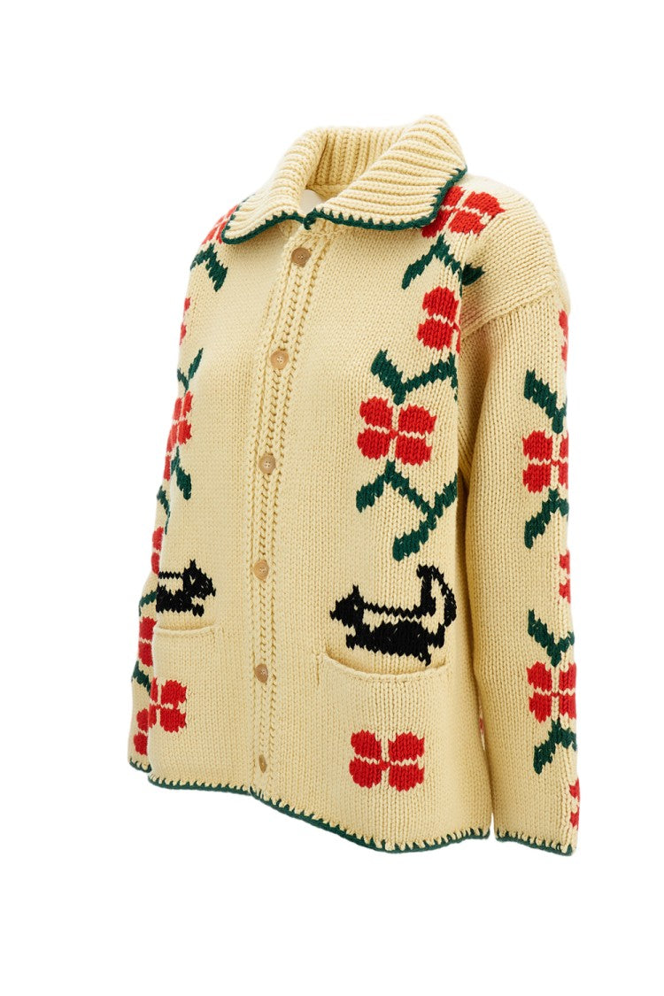 Bode New York Pure Wool Jacquard Knit Cardigan