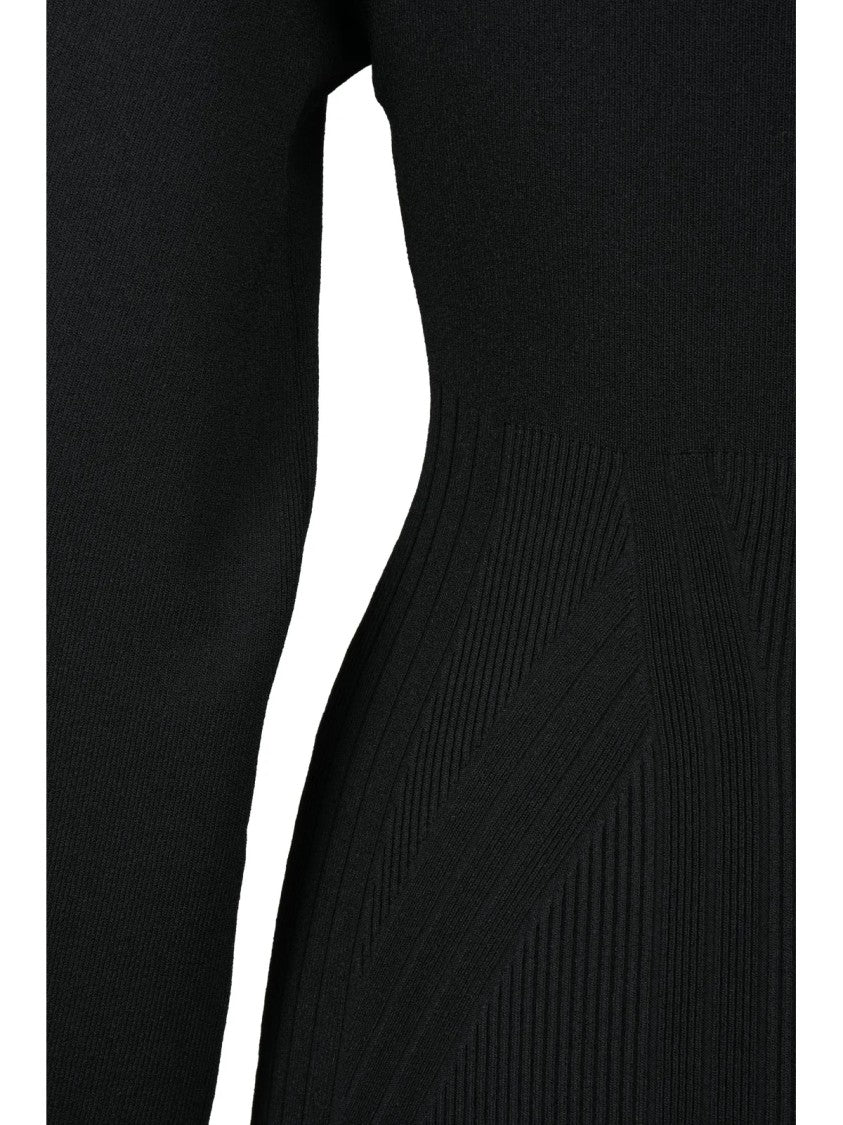 Alberta Ferretti Long Knit Dress Black