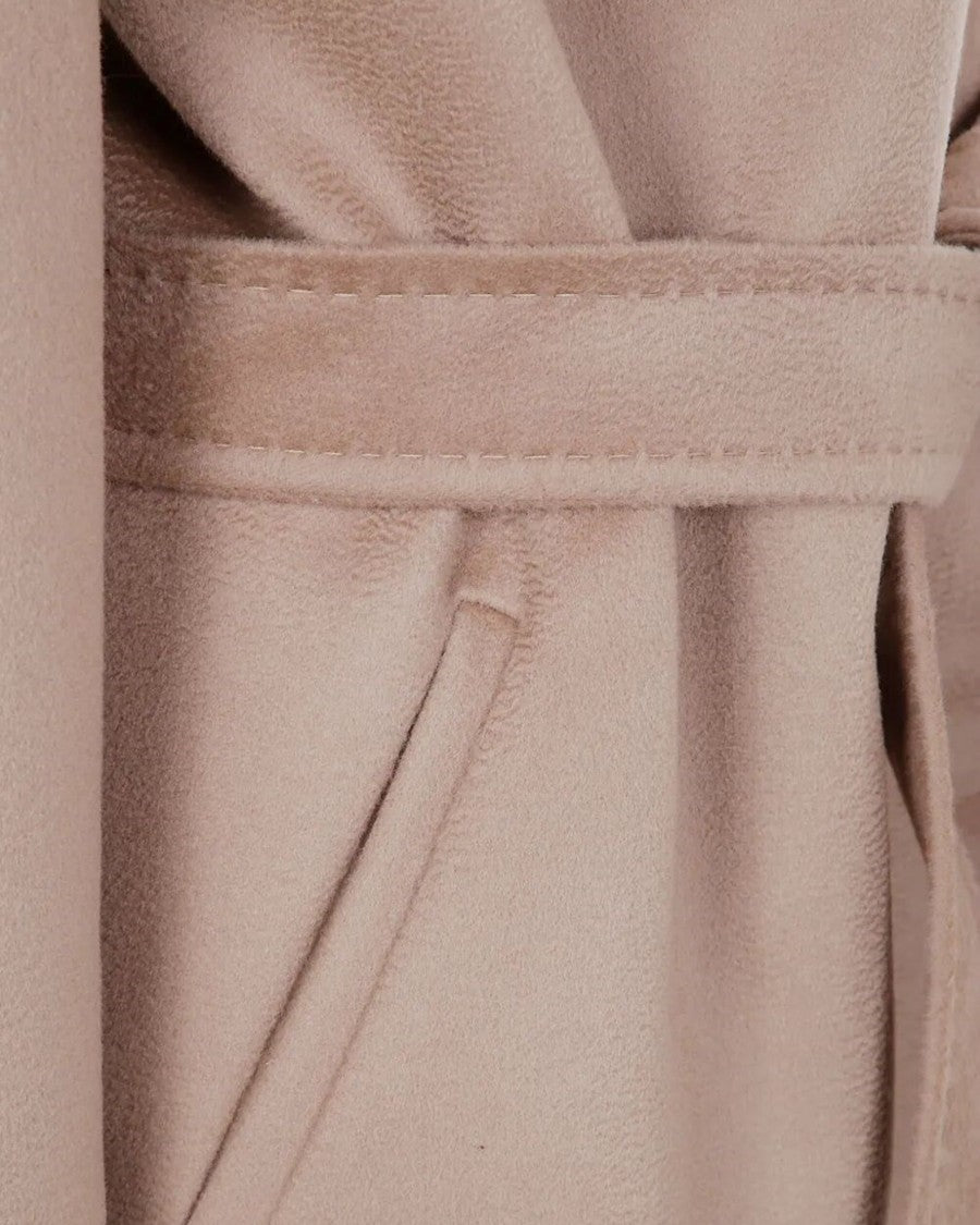 Max Mara Camel Newman Hooded Belted Virgin Wool Short Coat