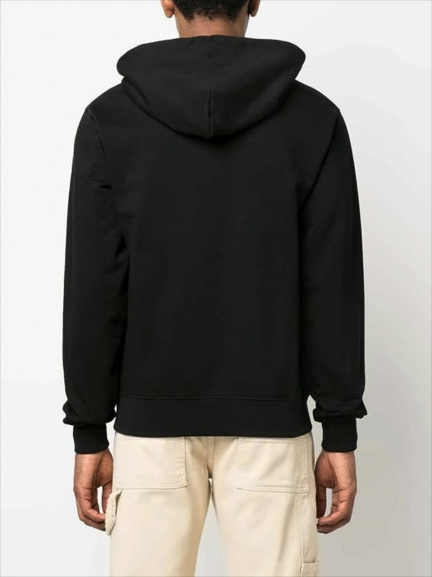Off-White Black Cotton Hoodie With Neon Accents And Embroidered Details