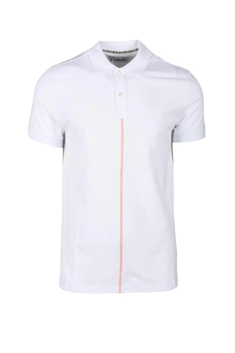 Bikkembergs White Striped Stretch Polo Shirt