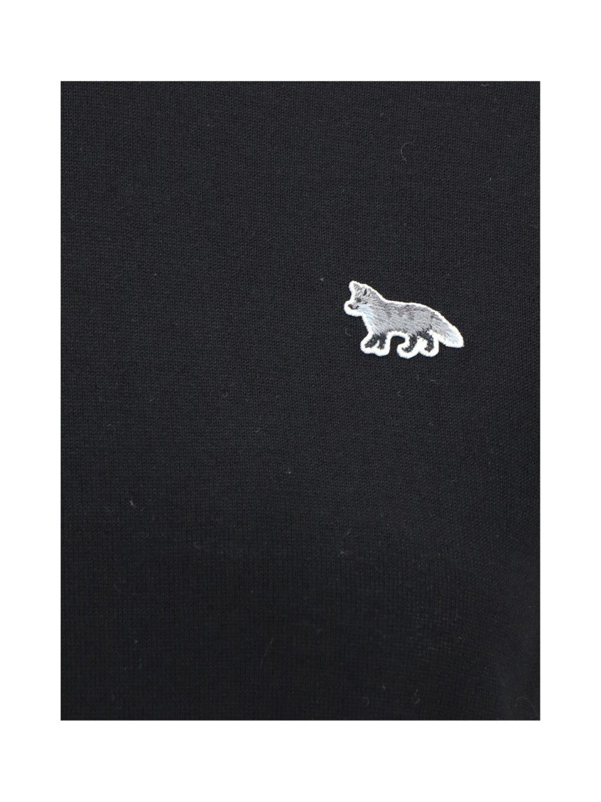 Maison Kitsuné Wool Knit Sweater With Round Neckline And Logo Detail