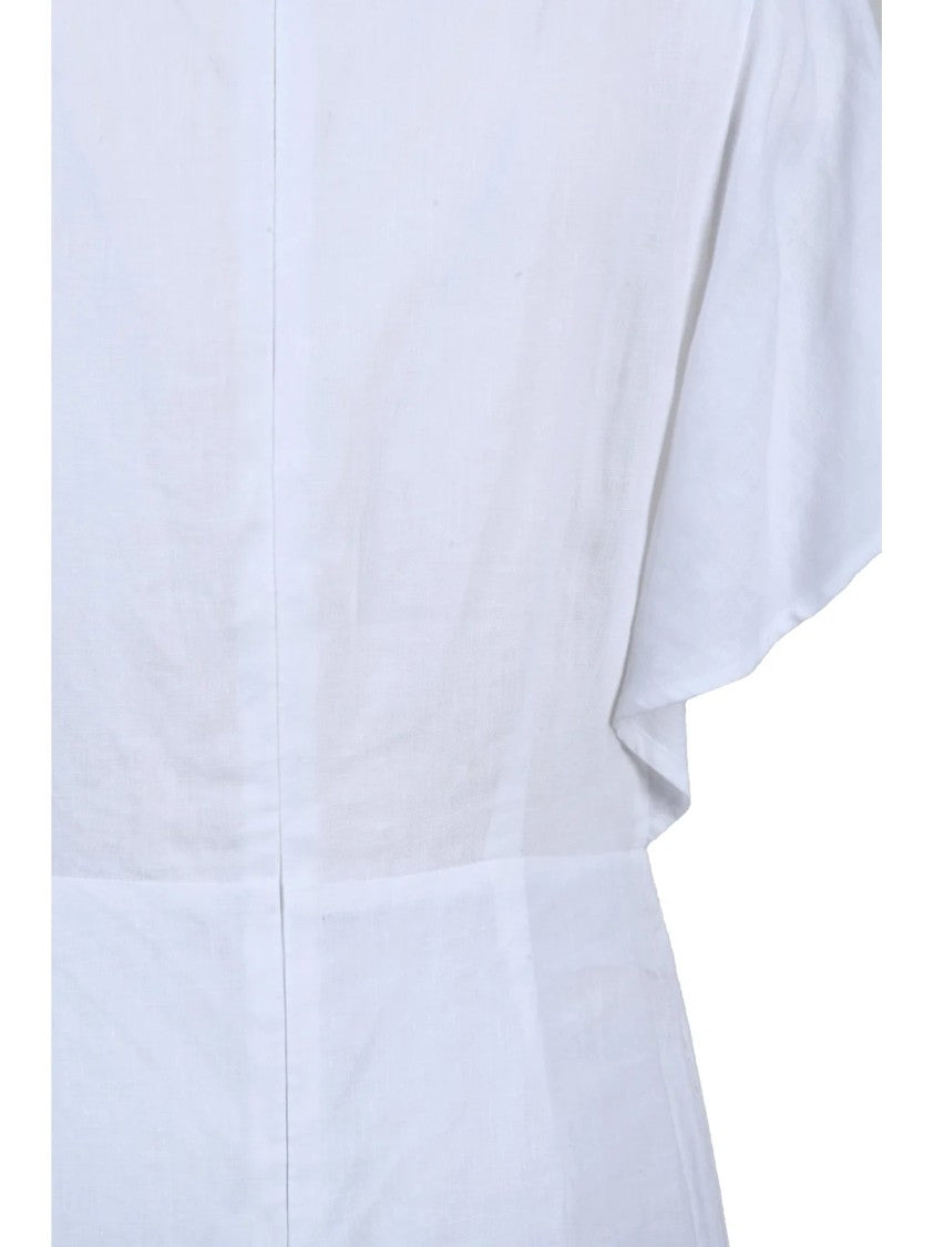 Eleventy White Long Linen Dress