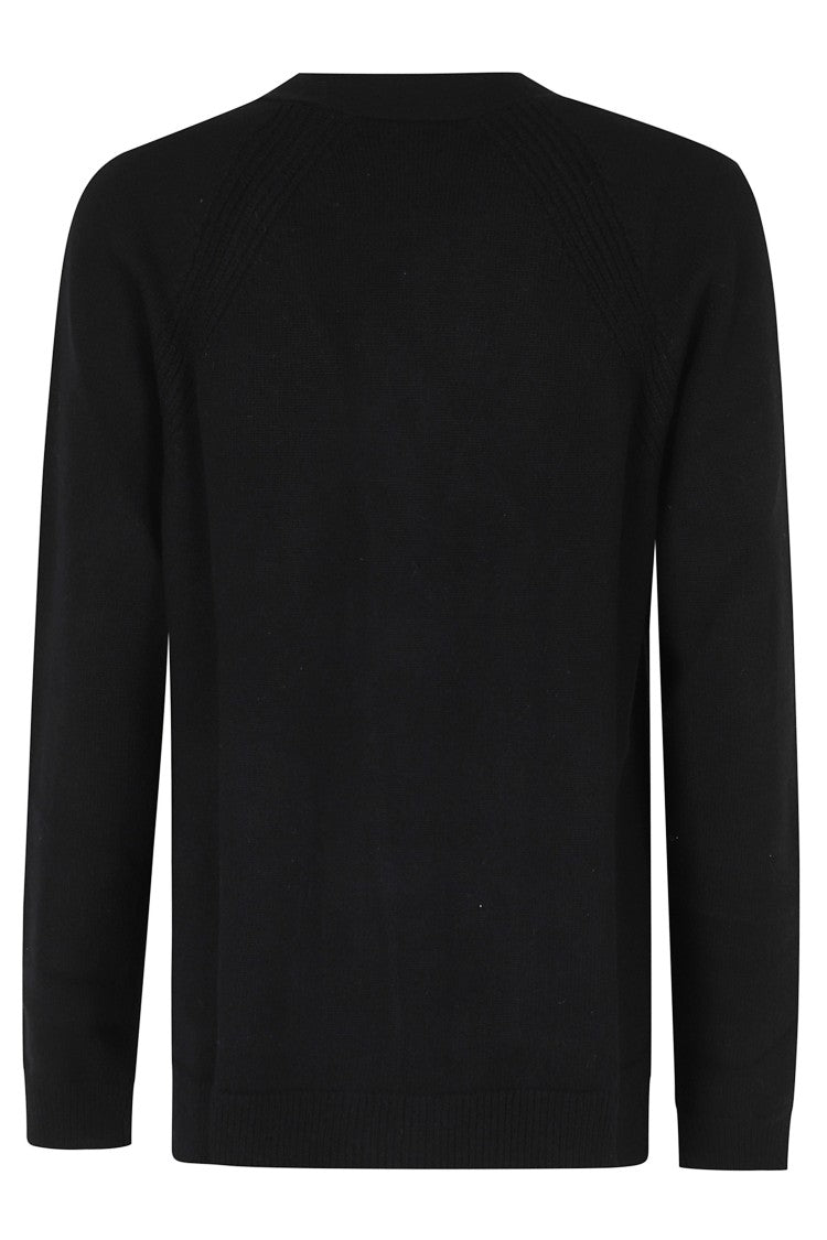 Seventy Black Oversized V-Neck Wool-Blend Cardigan