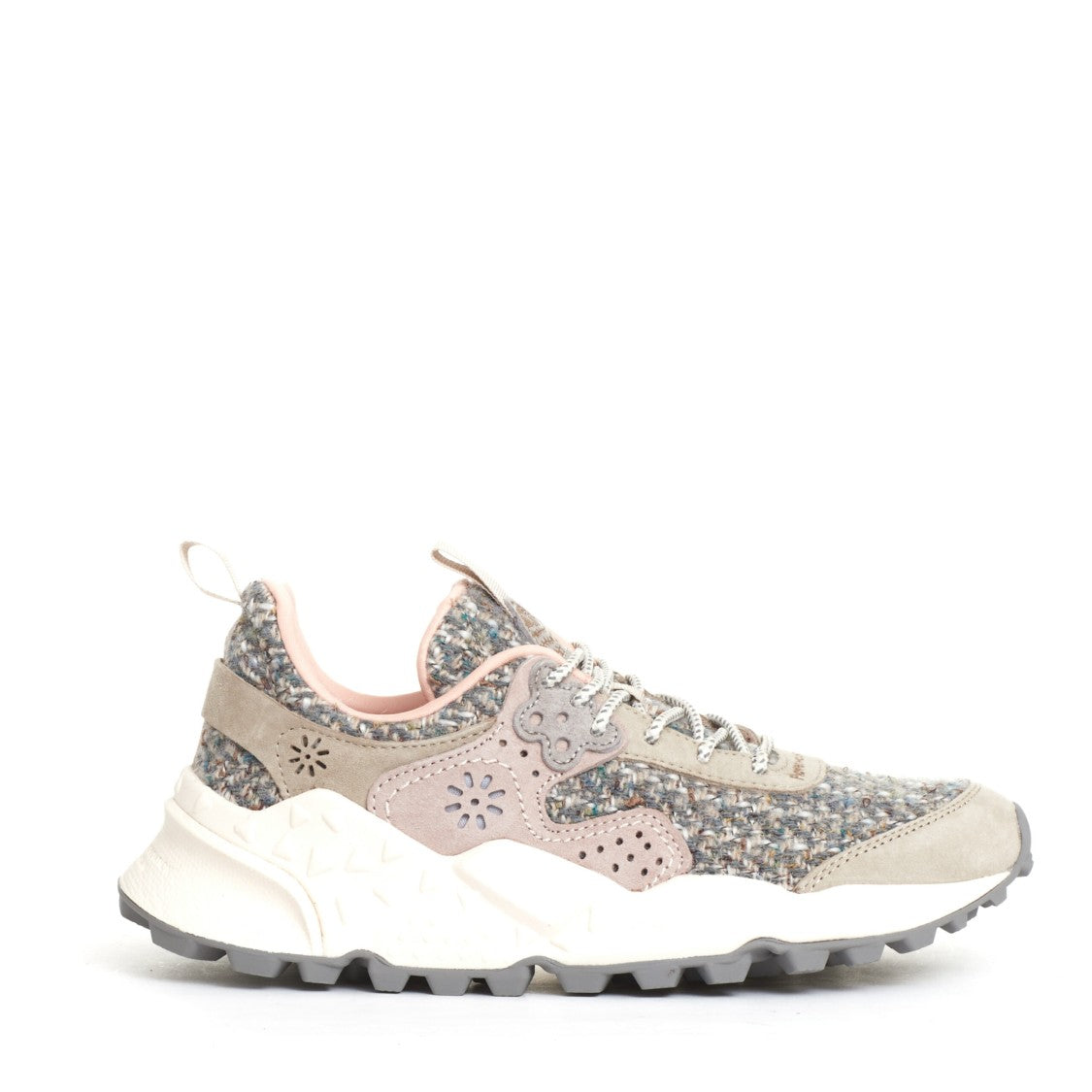 Flower Mountain Gray and Pink Pidepulle Sneakers