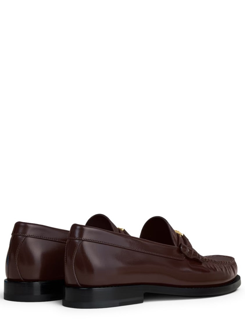 Celine Black Triomphe Luco Bull Leather Loafers